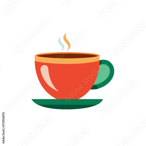 Illustration of a steaming cup of coffee on transparent background