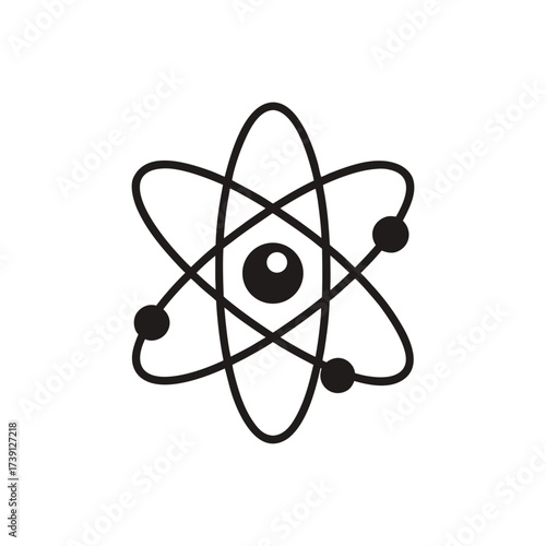 Atom symbol with an eye in the nucleus isolated on transparent background