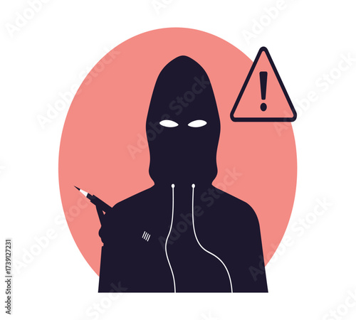 Anonymous Hacker at Computer — Dark Web and Data Breach Concept Vector