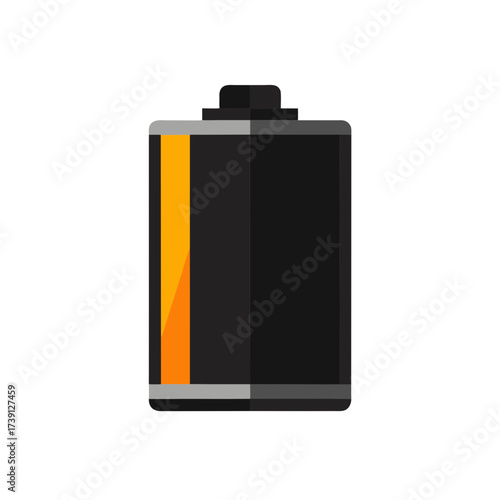 Cartoon battery with a smiling face icon on transparent background