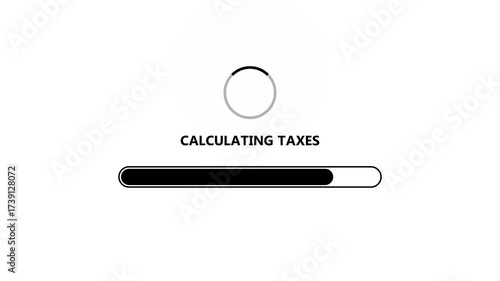 Using AI software to calculate your yearly tax return.progress loading bar calculating to taxes return complete animation .