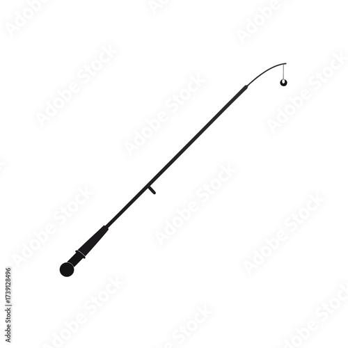 Simple fishing rod silhouette isolated on transparent background