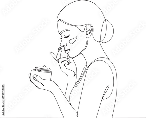Woman smelling food in contemplation