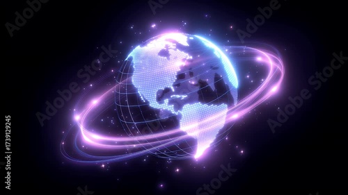 Wallpaper Mural Glowing global network arcs across Earth Torontodigital.ca