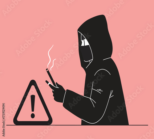 Anonymous Hacker at Computer — Dark Web and Data Breach Concept Vector