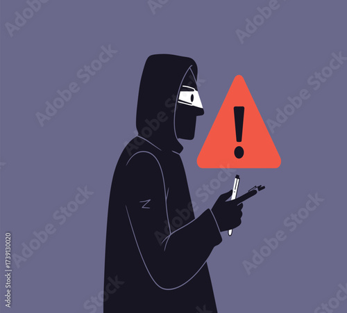 Anonymous Hacker at Computer — Dark Web and Data Breach Concept Vector