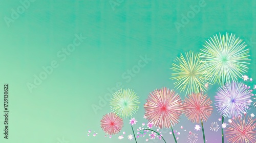 Pastel Gradient Fireworks with Miniature Elements