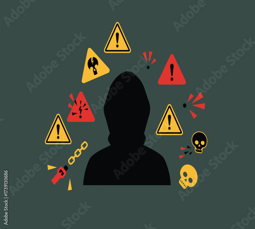 Anonymous Hacker at Computer — Dark Web and Data Breach Concept Vector