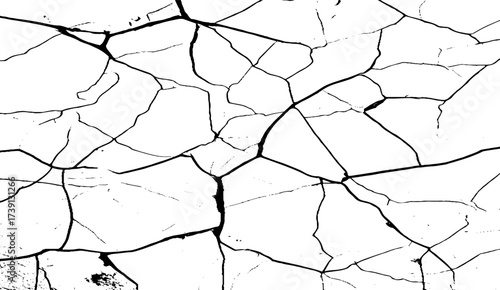 Cracked wall. Damage surface crack and fissure in ground, concrete, crevices from disaster silhouette breaks on land surface from earthquake isolated on white background. Broken ground