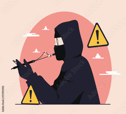 Anonymous Hacker at Computer — Dark Web and Data Breach Concept Vector