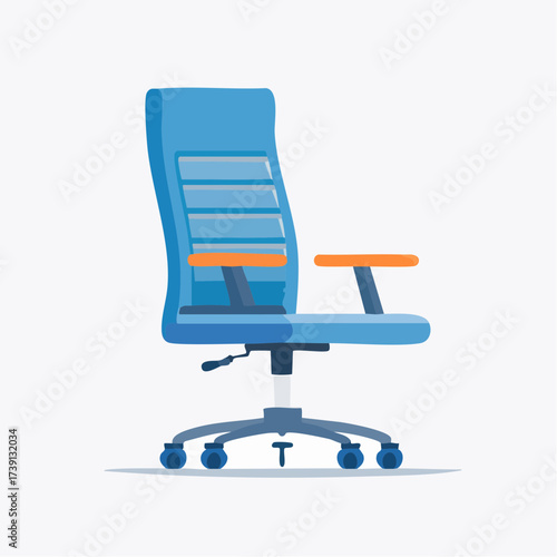 Stylish blue swivel task chair with wheels, an ergonomic furniture illustration for a modern office or home workspace concept