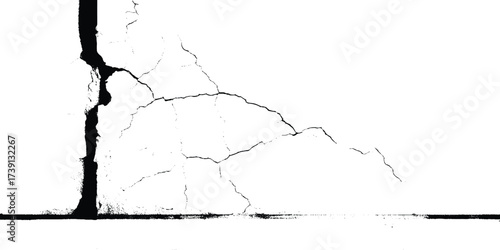 Cracked Ground Abstract Texture on White Background






