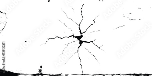 Cracked Ground Abstract Texture on White Background







