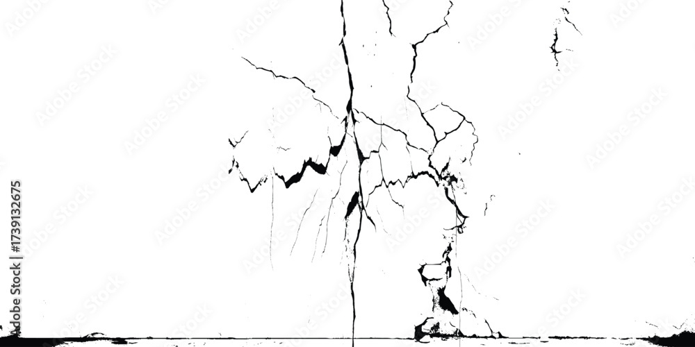 Fototapeta premium crack ground for abstract background on white background. White black grey wall, floor with cracks, texture background. 