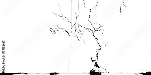 crack ground for abstract background on white background. White black grey wall, floor with cracks, texture background. 