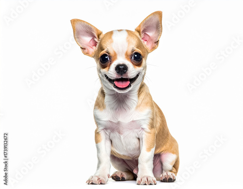 Cute small dog portrait isolated with cheerful expression