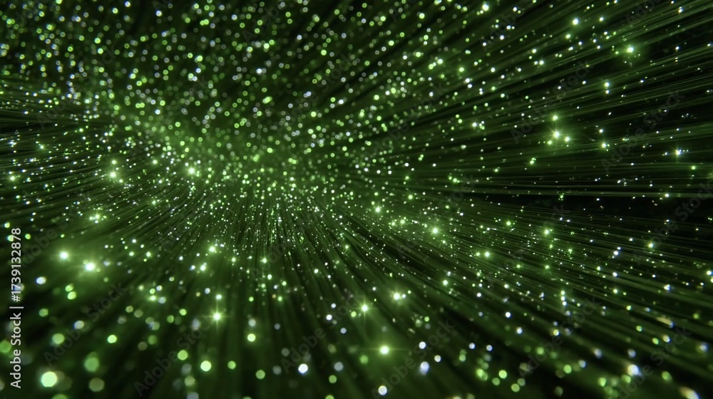Fototapeta premium Luminous green fiber optics creating an immersive technological experience in network connection