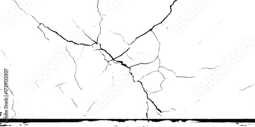 crack ground for abstract background on white background. White black grey wall, floor with cracks, texture background. 