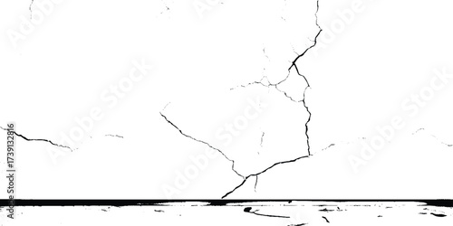 crack ground for abstract background on white background. White black grey wall, floor with cracks, texture background. 