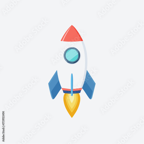 Rocket Ship Launching in Space with Flames and Smoke for Innovation and Success
