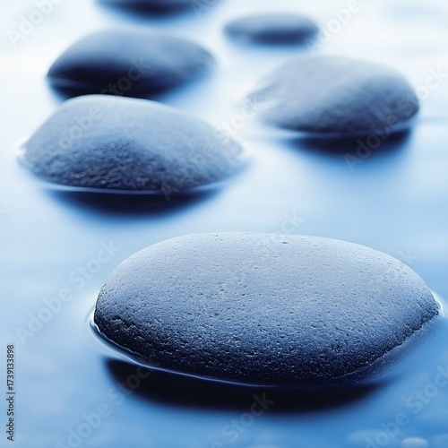 Serene Stones in Blue Water,  Tranquil Spa Background