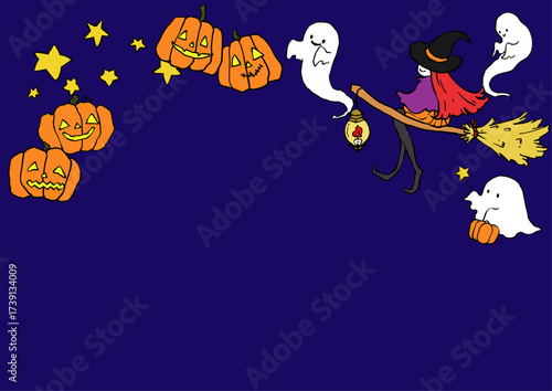 ハロウィンのペン画フレーム