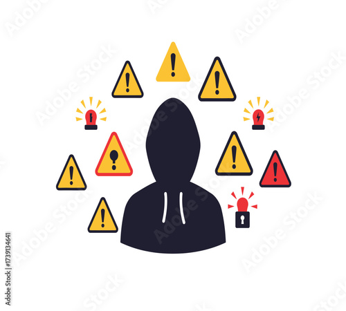 Anonymous Hacker at Computer — Dark Web and Data Breach Concept Vector