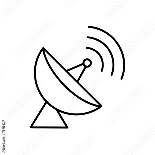 Satellite dish sending signals on transparent background