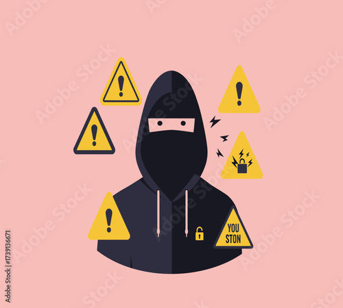 Anonymous Hacker at Computer — Dark Web and Data Breach Concept Vector