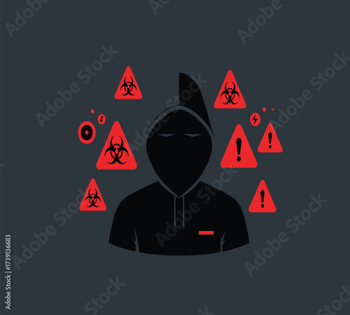 Anonymous Hacker at Computer — Dark Web and Data Breach Concept Vector