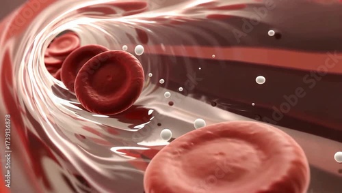 3D Realistic Red Blood Cells Flowing in Veins 4K Medical Animation
