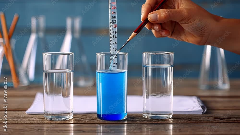 Measuring Liquid Temperature with Thermometer in Glass