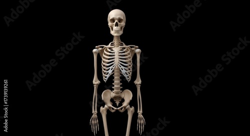 Anatomical human skeleton front view anatomical detail bone structure medical human body skeletal system