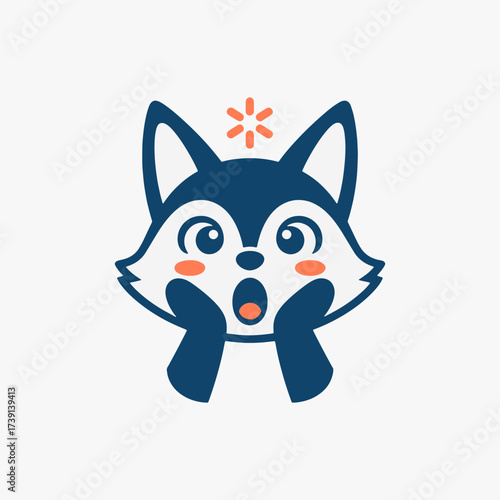 The flat design concept for the Amazement expression cartoon character.