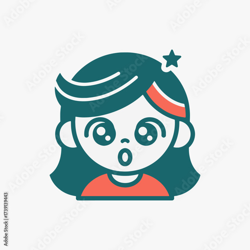 The flat design concept for the Amazement expression cartoon character.