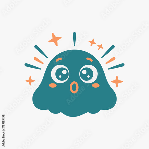 The flat design concept for the Amazement expression cartoon character.