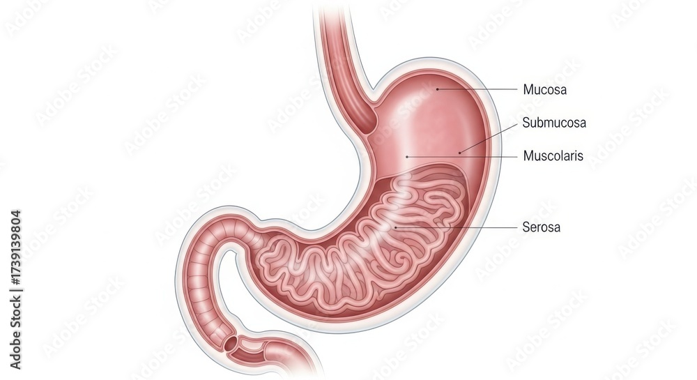 Fototapeta premium Detailed anatomical view of the human stomach showing internal folds and digestive tract connections