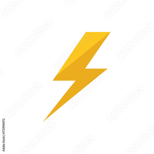 Yellow lightning bolt symbol isolated on transparent background