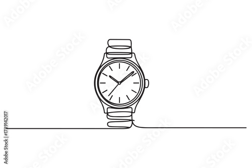 Watch continuous one line art. one line Icon drawing with white background