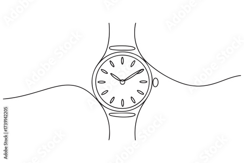 Watch continuous one line art. one line Icon drawing with white background
