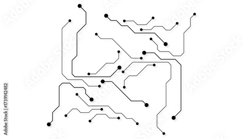 Technology black circuit diagram concept. Vector abstract technology on white background. High-tech circuit board connection system.
