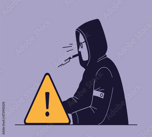 Anonymous Hacker at Computer — Dark Web and Data Breach Concept Vector