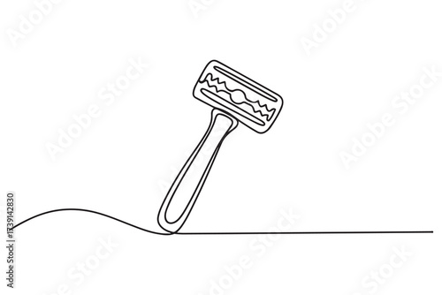 Continuous one line razor hand drawn picture silhouette. Line art cutting blade razor. one line Icon drawing with white background