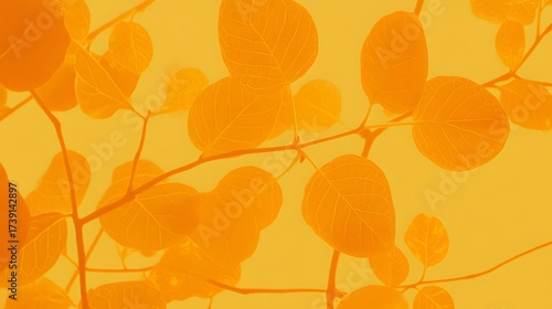 Vibrant Orange Leaves Branch Abstract Background