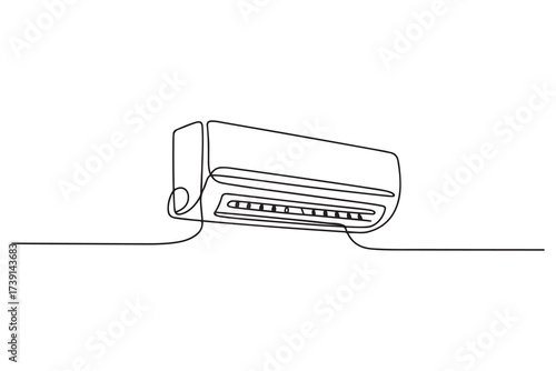 Continuous one line drawing of indoor Air Conditioner vector illustration. one line Icon drawing with white background
