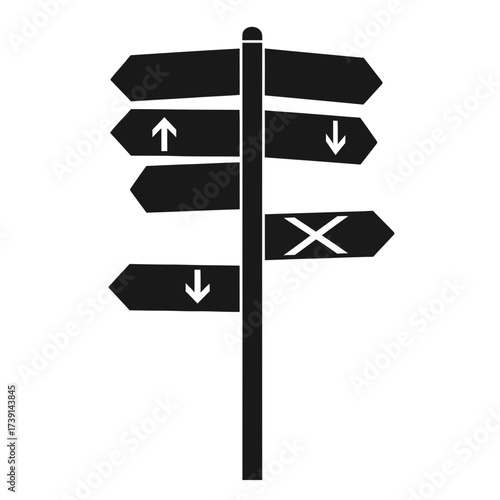 Vector icon of a crossroad signpost symbolizing choice and decision making