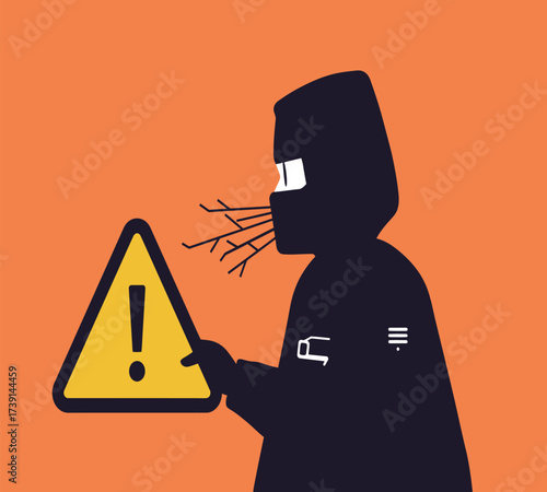 Hooded Hacker with Laptop and Binary Code — Cybersecurity Vector Illustration