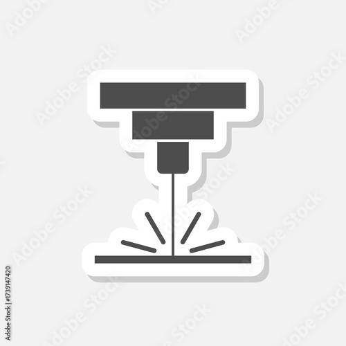 Laser machine icon sticker isolated on gray background