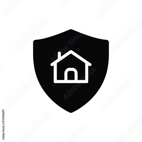 Shield house vector graphic icon for secure property real estate safety protection logo scalable eps silhouette White background