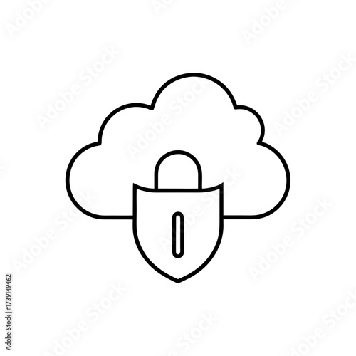 Cloud security shield outline